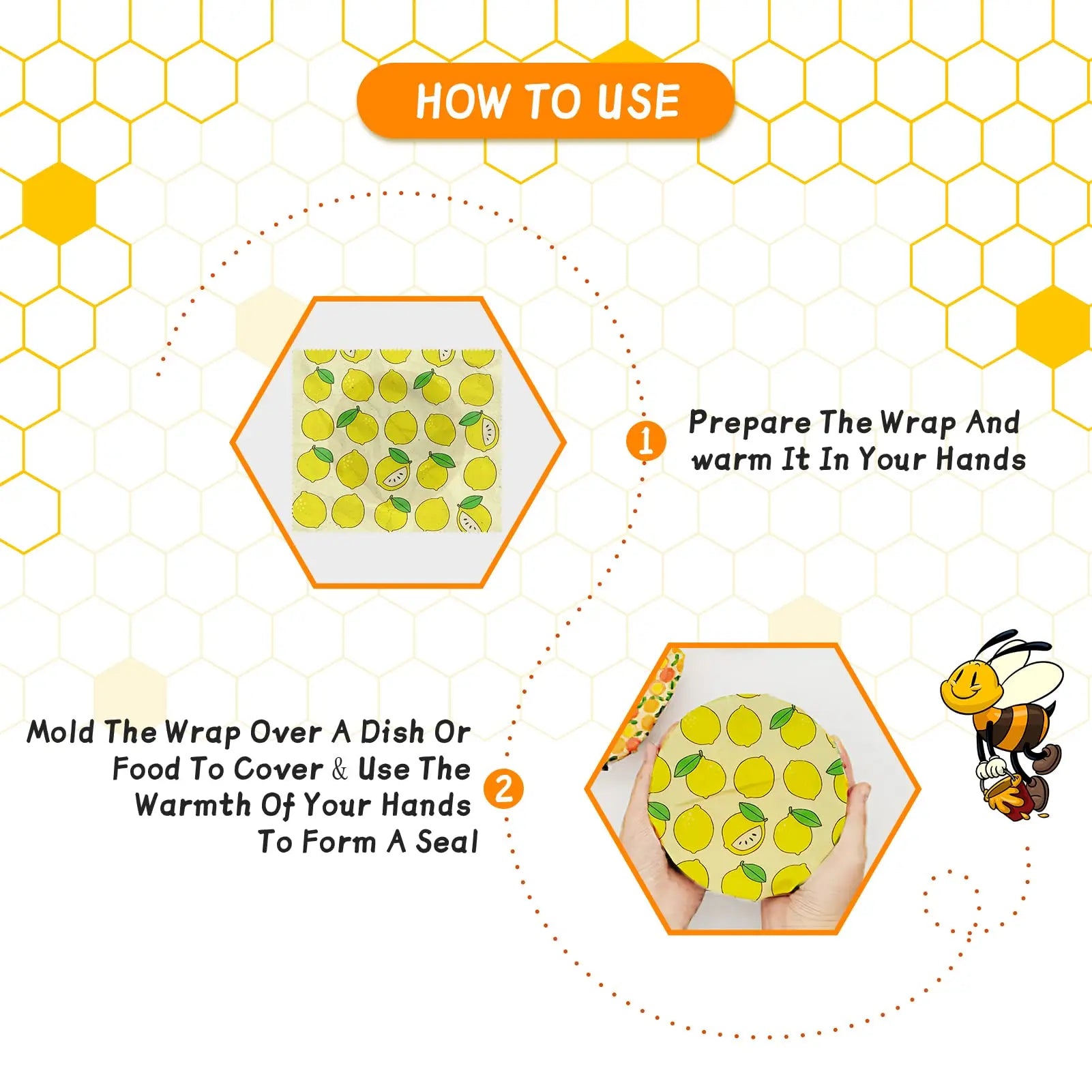 Reusable Beeswax Wrap Eco-Friendly Beeswax Food Wraps Zero Waste Bread Sandwich Food Wrap Organic Plastic-Free Food Storage