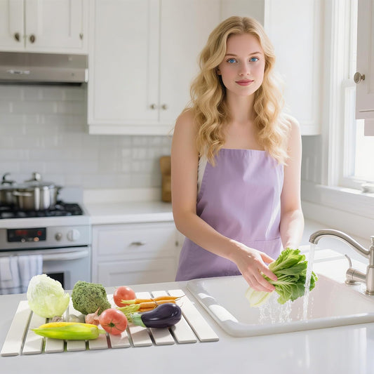 Diatomaceous Earth Drying Mat for Kitchen, 23.6''X15.3'', Eco-Friendly White