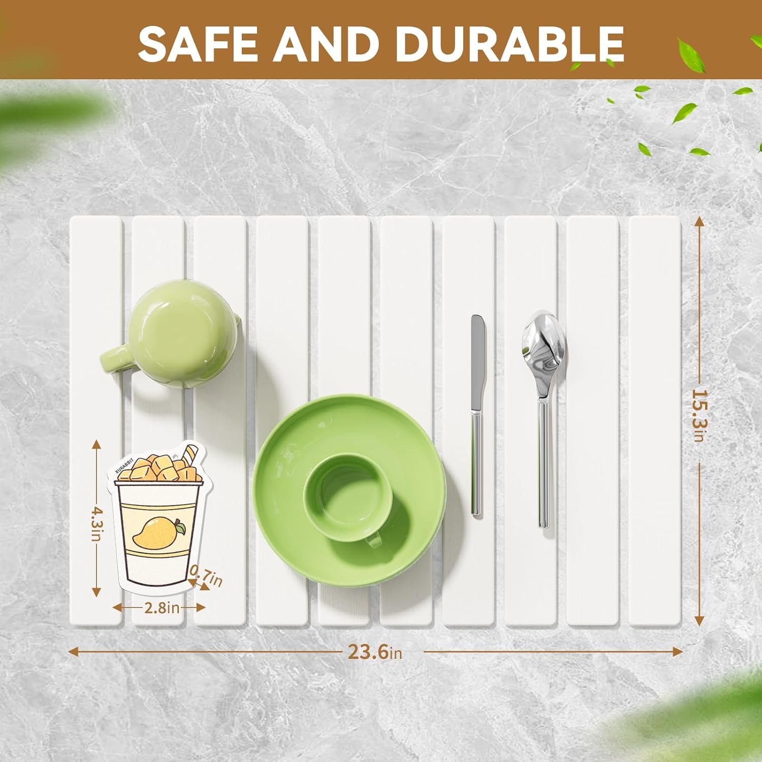 Diatomaceous Earth Drying Mat for Kitchen, 23.6''X15.3'', Eco-Friendly White